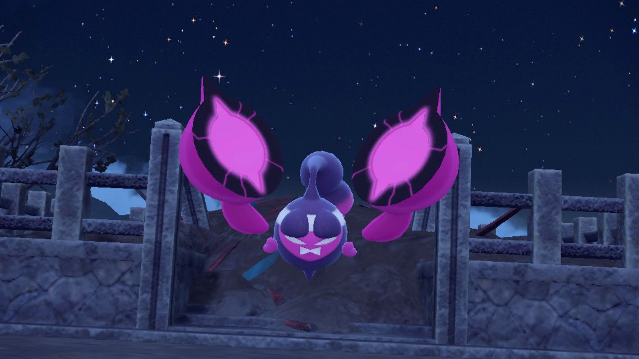 A purple Pokemon known as Pecharunt glowers angrily at you.