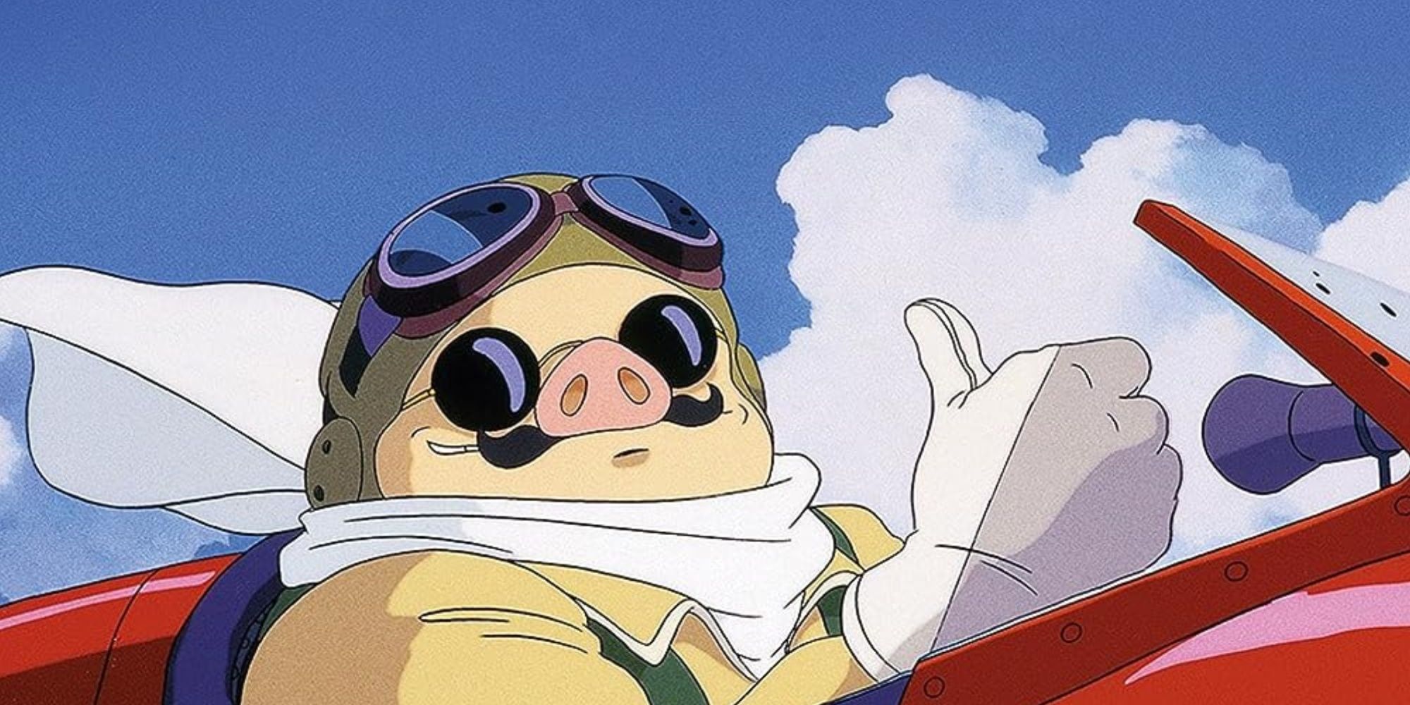 Porco giving a thumbs up in a plane in Porco Rosso