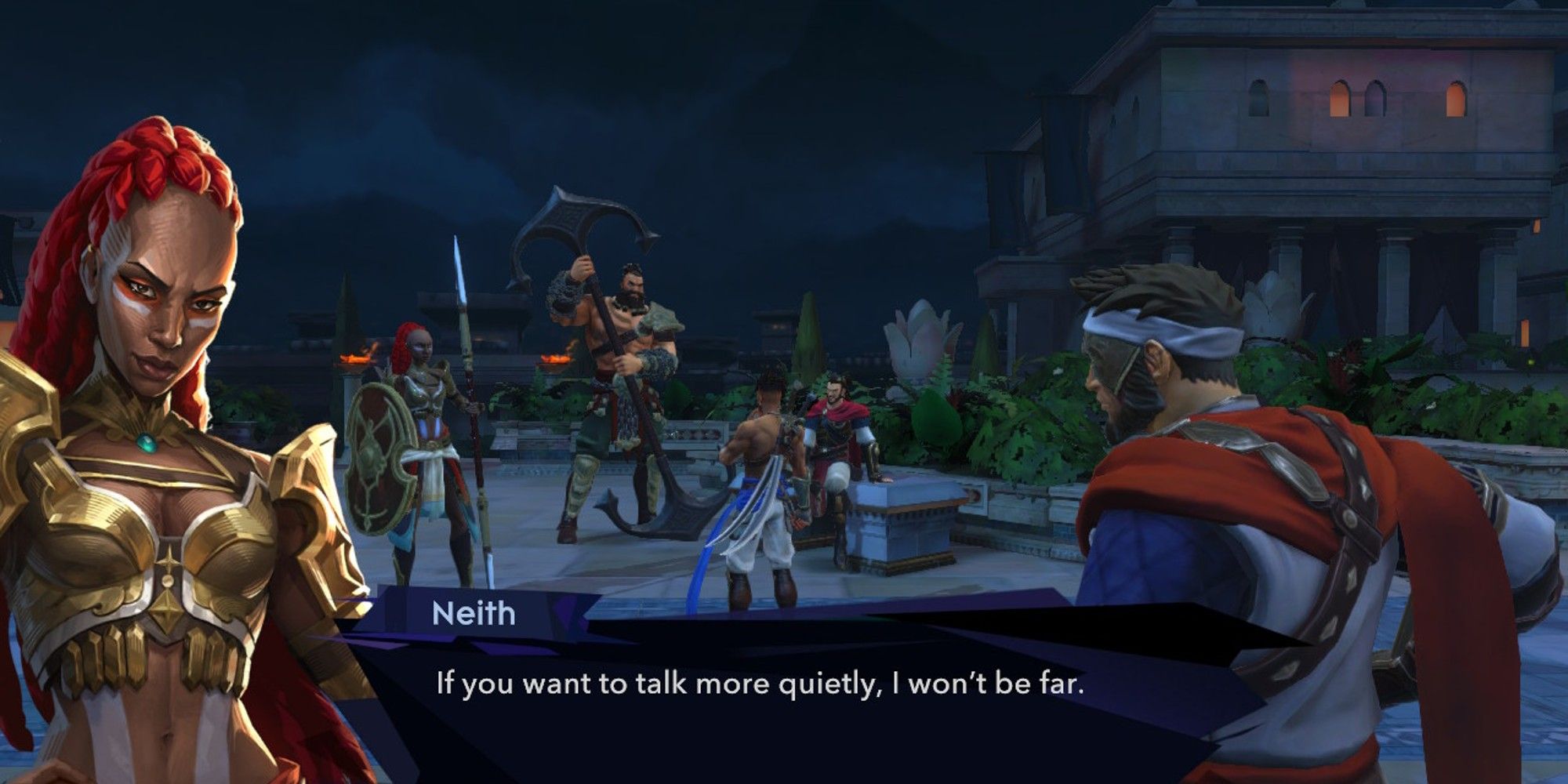 Prince of Persia The Lost Crown comrades around Sargon, with Neith speaking