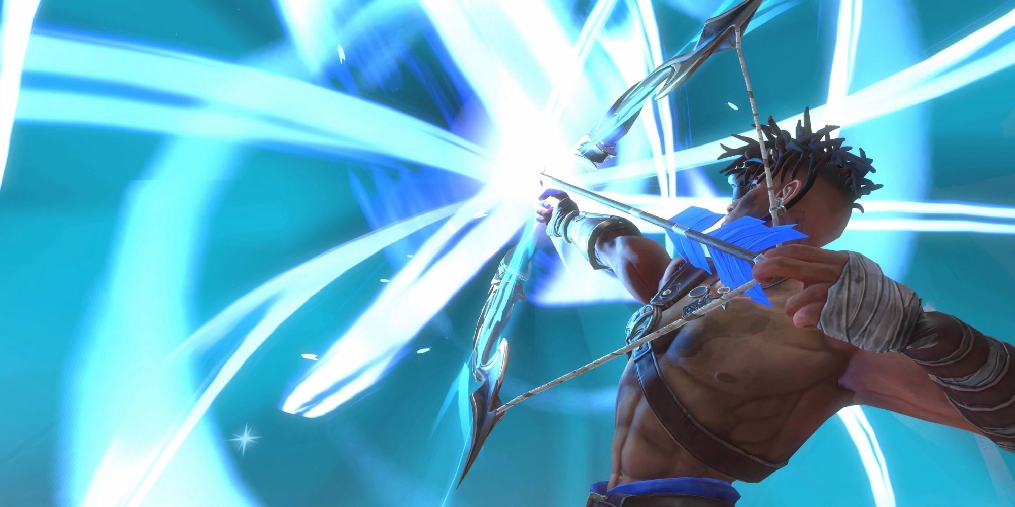 Sargon using the Bow of Menolias in Prince of Persia: The Lost Crown.