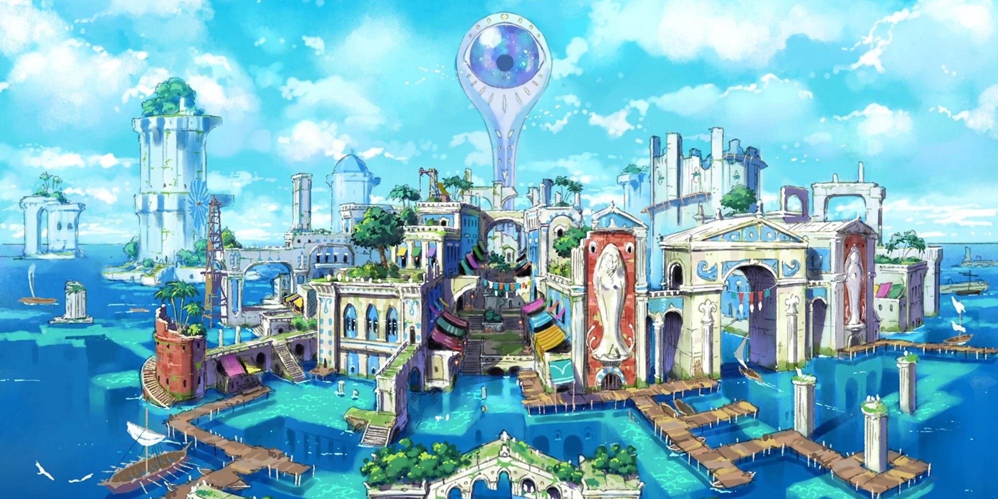 Environmental art of Hydropolis in Ni no Kuni 2. 