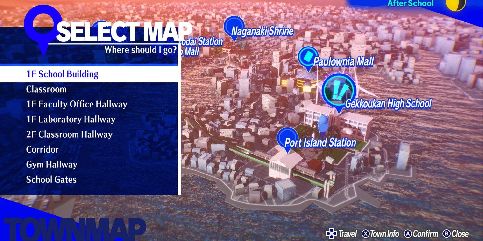 Town map of Tatsumi Port Island.