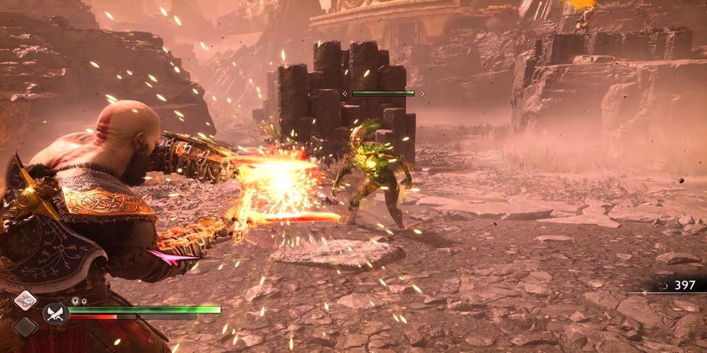 Kratos using a special move on an enemy in God of War Ragnarok: Valhalla