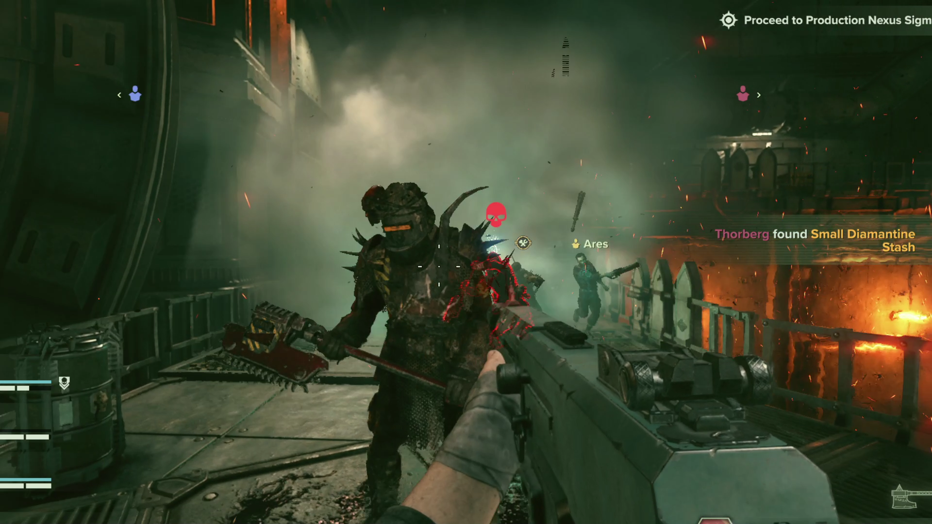 Warhammer 40,000: Darktide - A Scab Mauler Stomps Out From The Smoke
