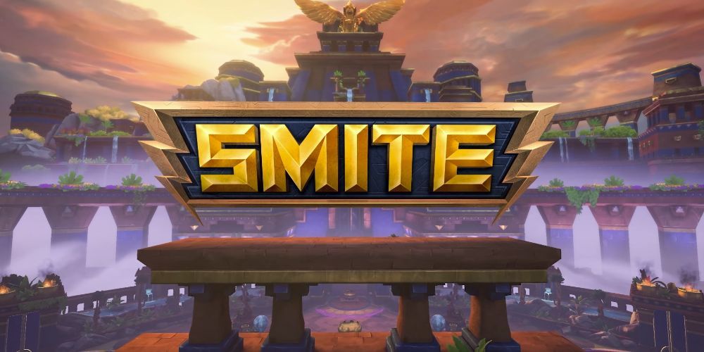 The opening screen of the game Smite.