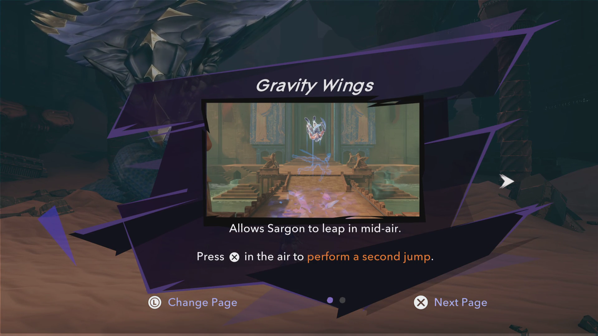 Sargon unlocking the Gravity Wings in Prince of Persia: The Lost Crown.