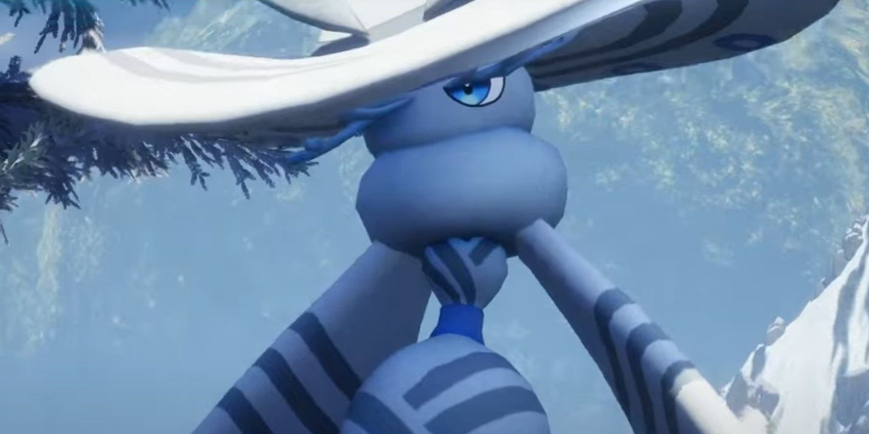 Palworld Sibelyx looking at the camera with its hat covering one of its eyes