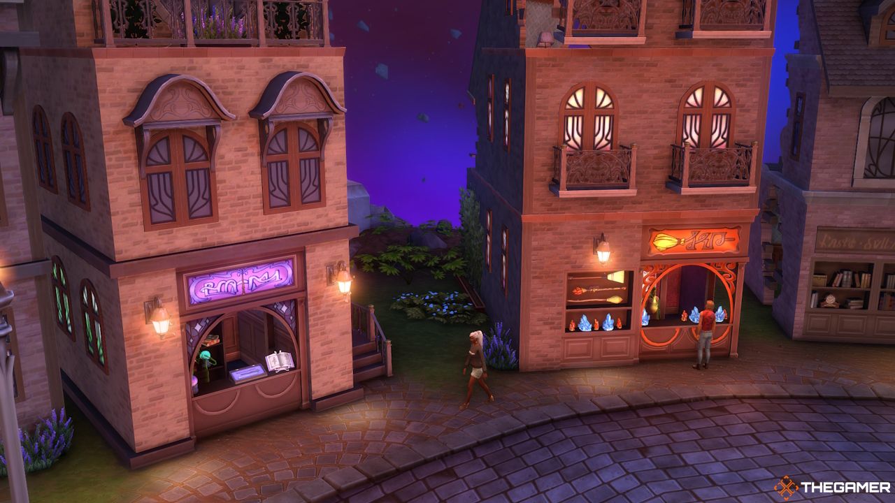 Two magical shops in Castor's Alley in Sims 4