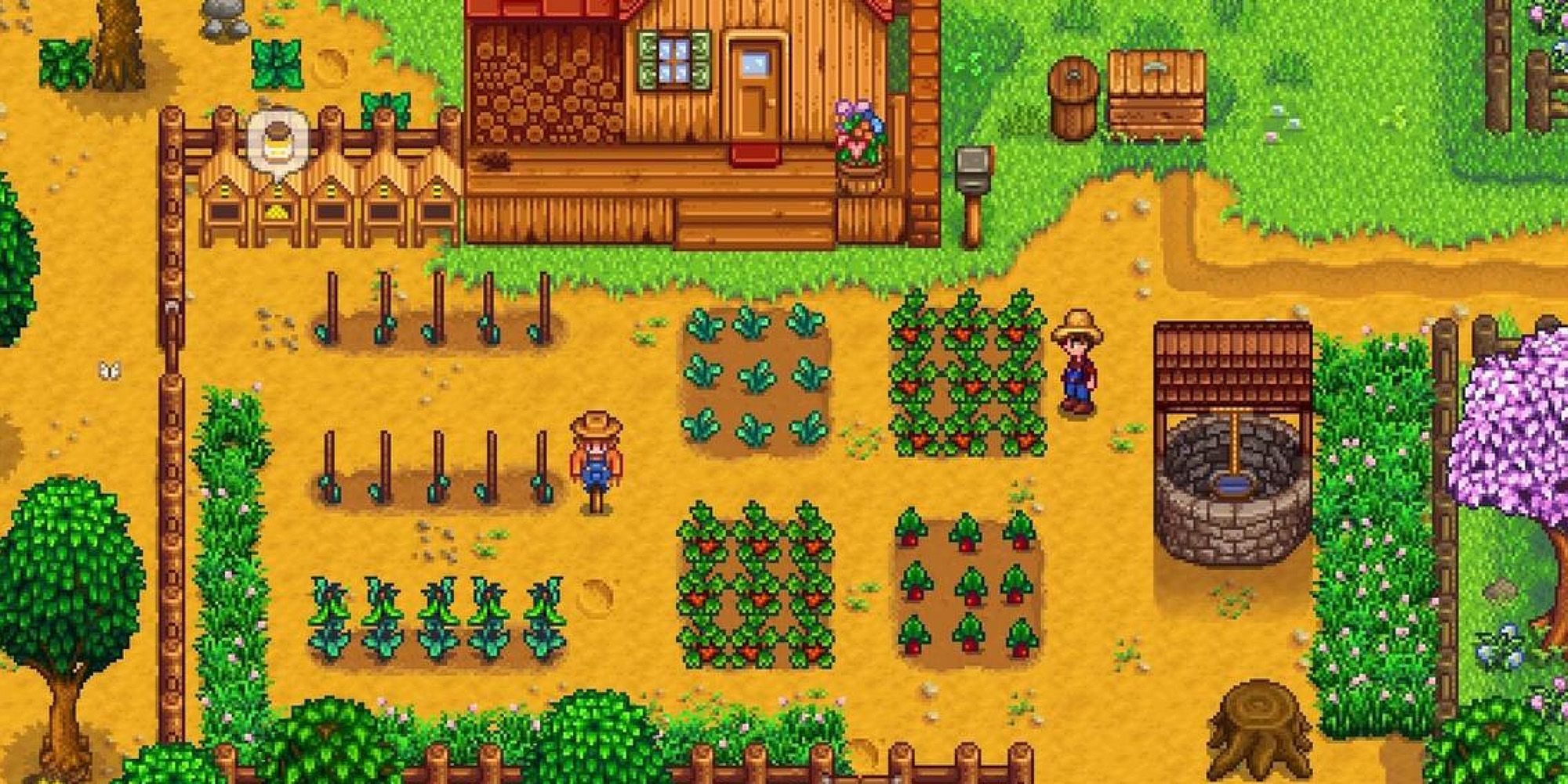 The farmer harvesting their crops in Stardew Valley.