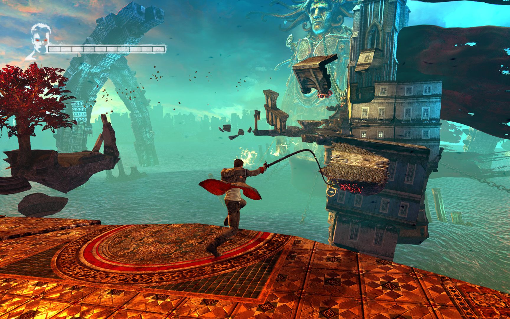 DmC - Dante using a hook while platforming