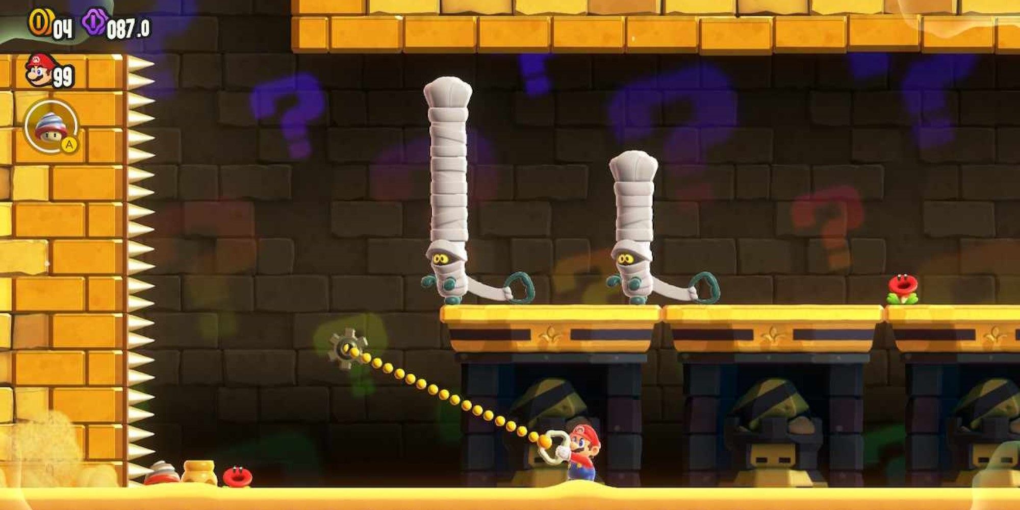 A screenshot of The Desert Mystery from Super Mario Bros. Wonder