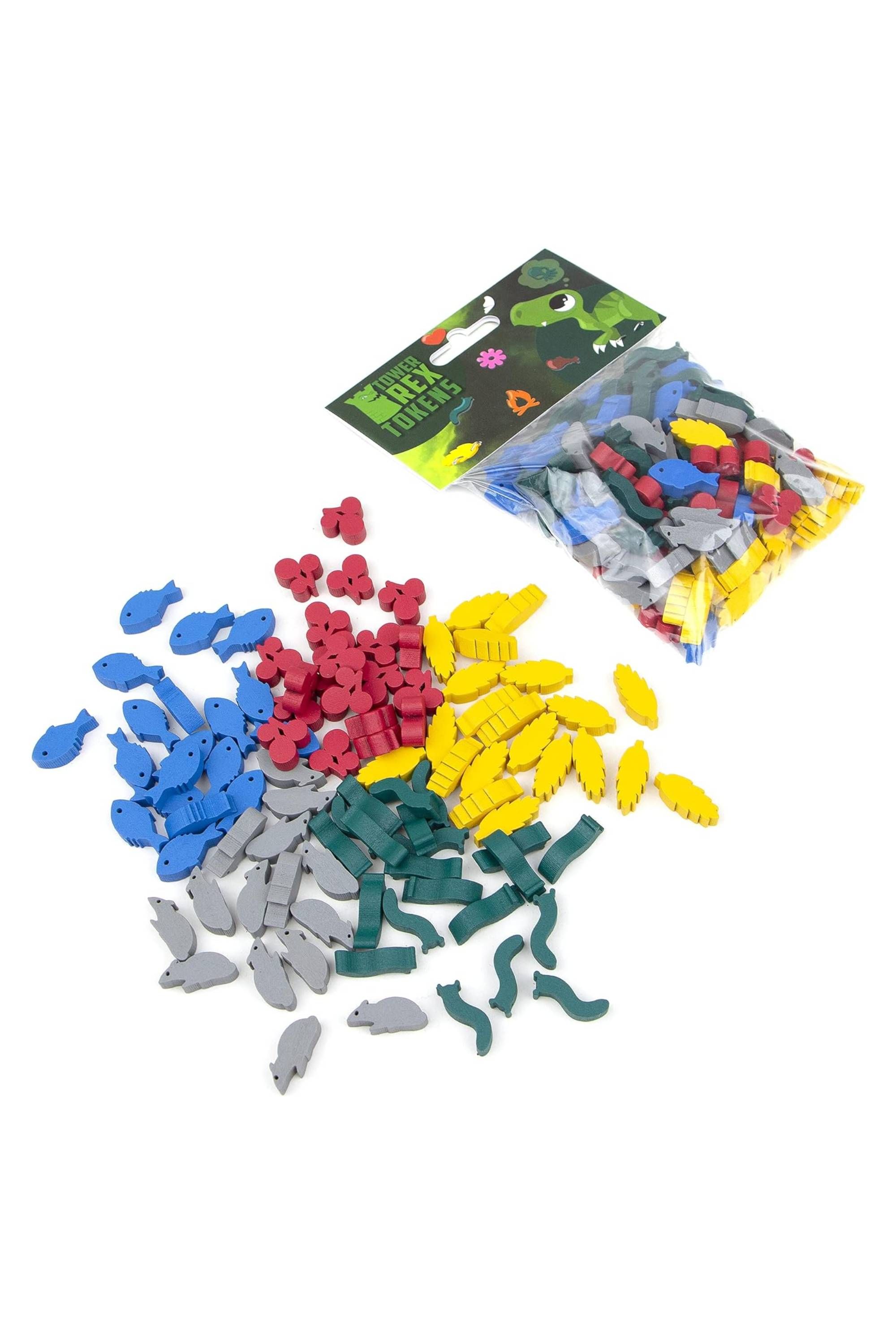 TowerRex Wingspan Food Resource Tokens Set, featuring 105 tokens in various colours and shapes
