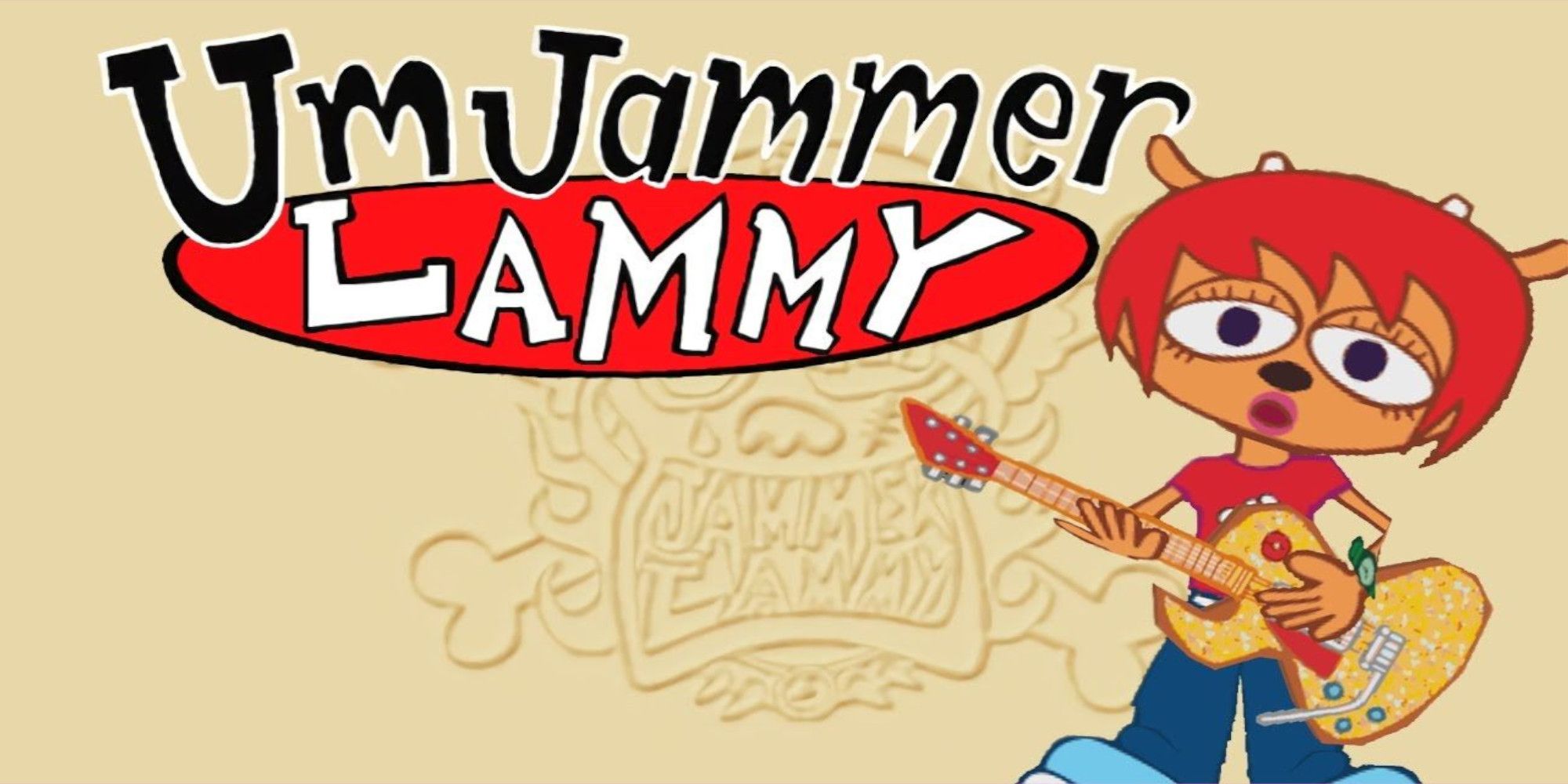 Lammy on a beige backround with the games title and the band's logo