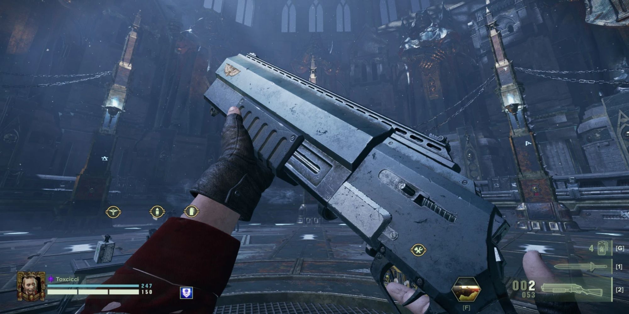  Warhammer 40k Darktide Lawbringer Shotgun Inspected By A Zealot In Training Room
