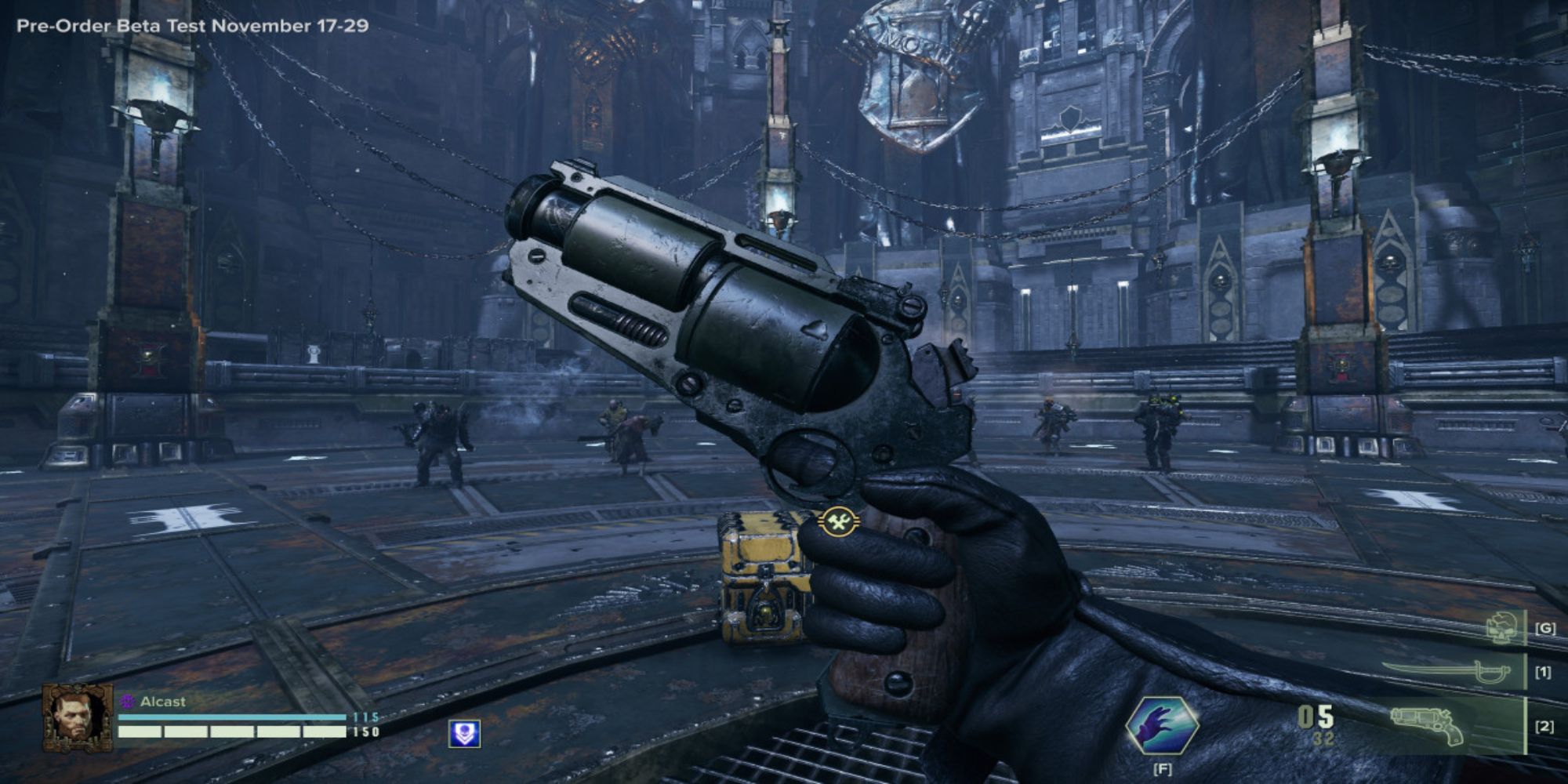 Warhammer 40k Darktide Quickdraw Revolver Inspected In Training Room By Zealot