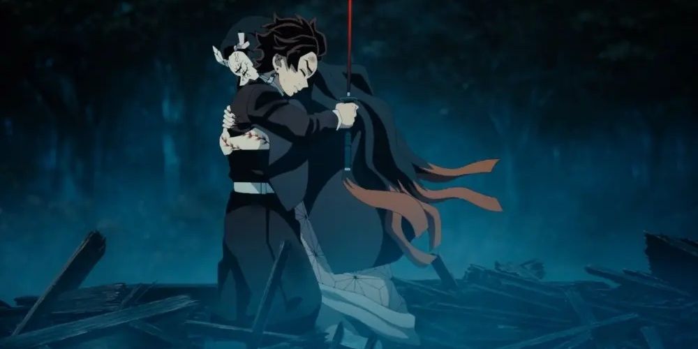 Demon slayer main protagonists embracing