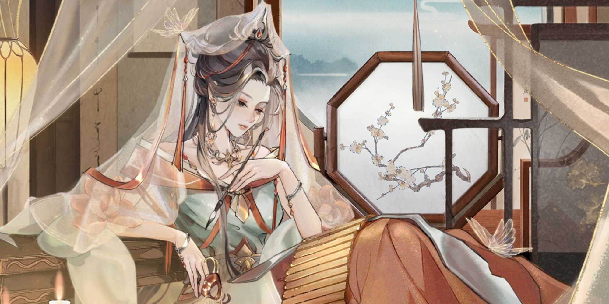 an immortal composes a poem by the window on the title screen of Yi Xian