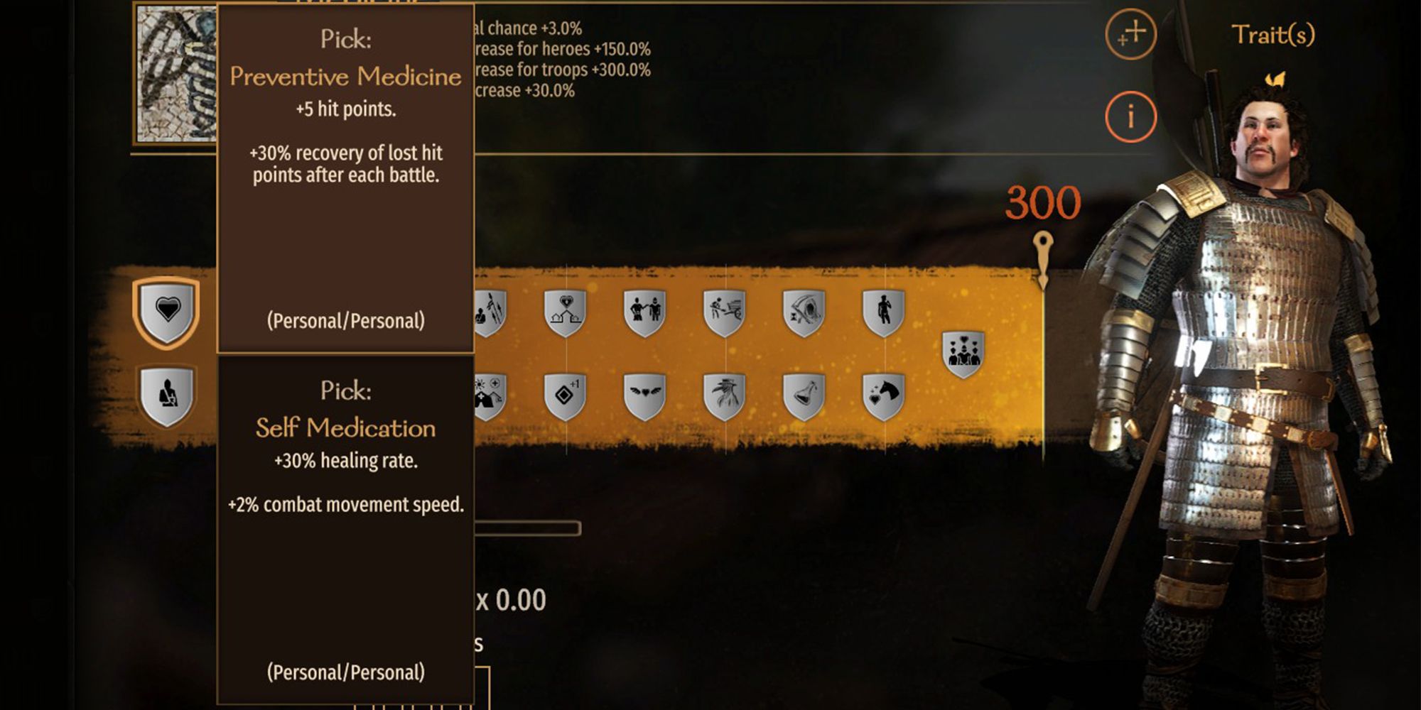 +5 hit points. +30% recovery of lost hit points after each battle.