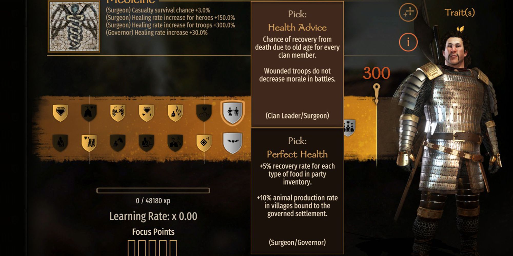 chance of recovery from death due to old age for every clan member. Wounded troops do not decrease morale in battles.