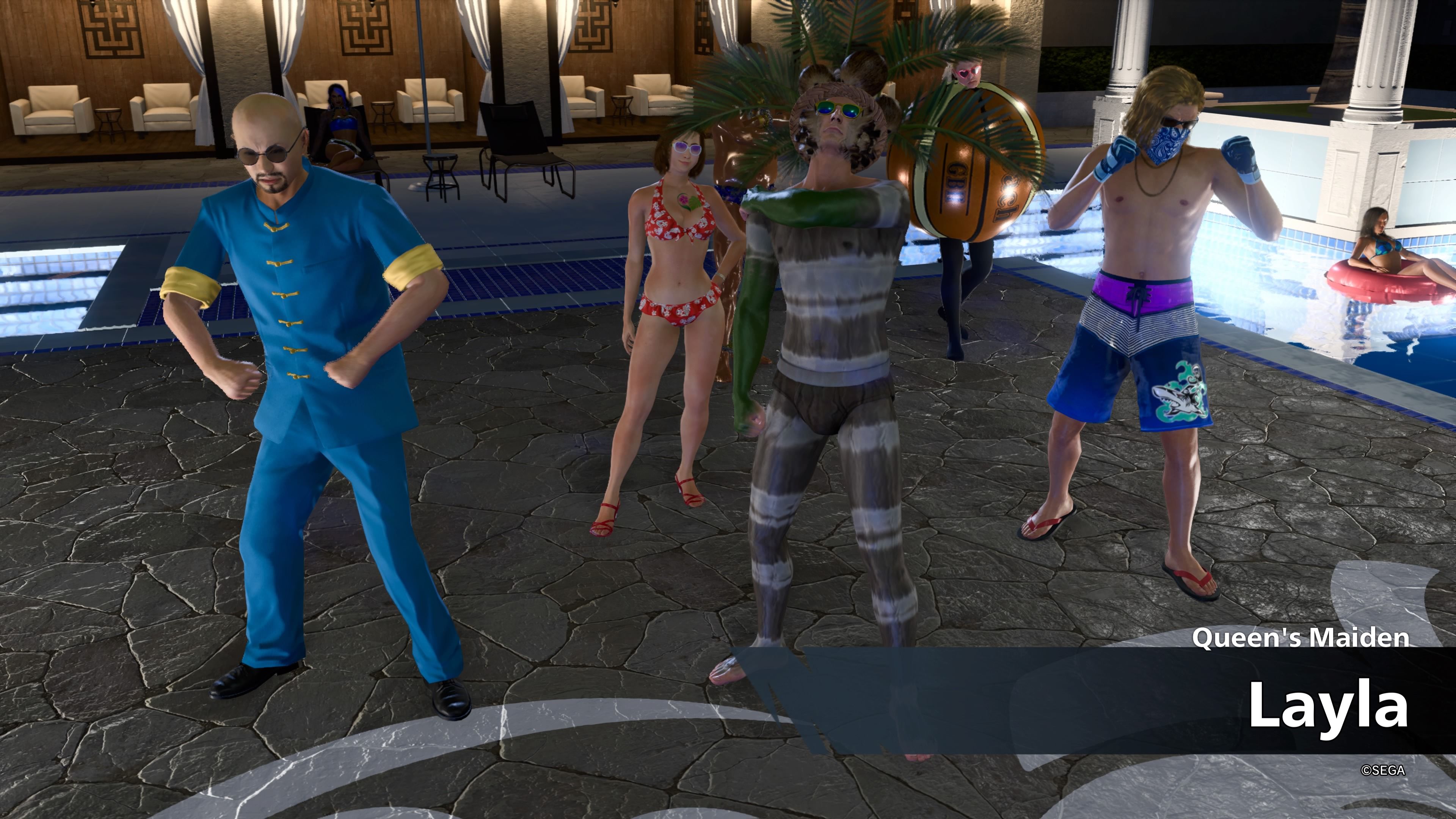 Layla introducing her five Sujimon into battle at Queen's Resort in Like A Dragon: Infinite Wealth.