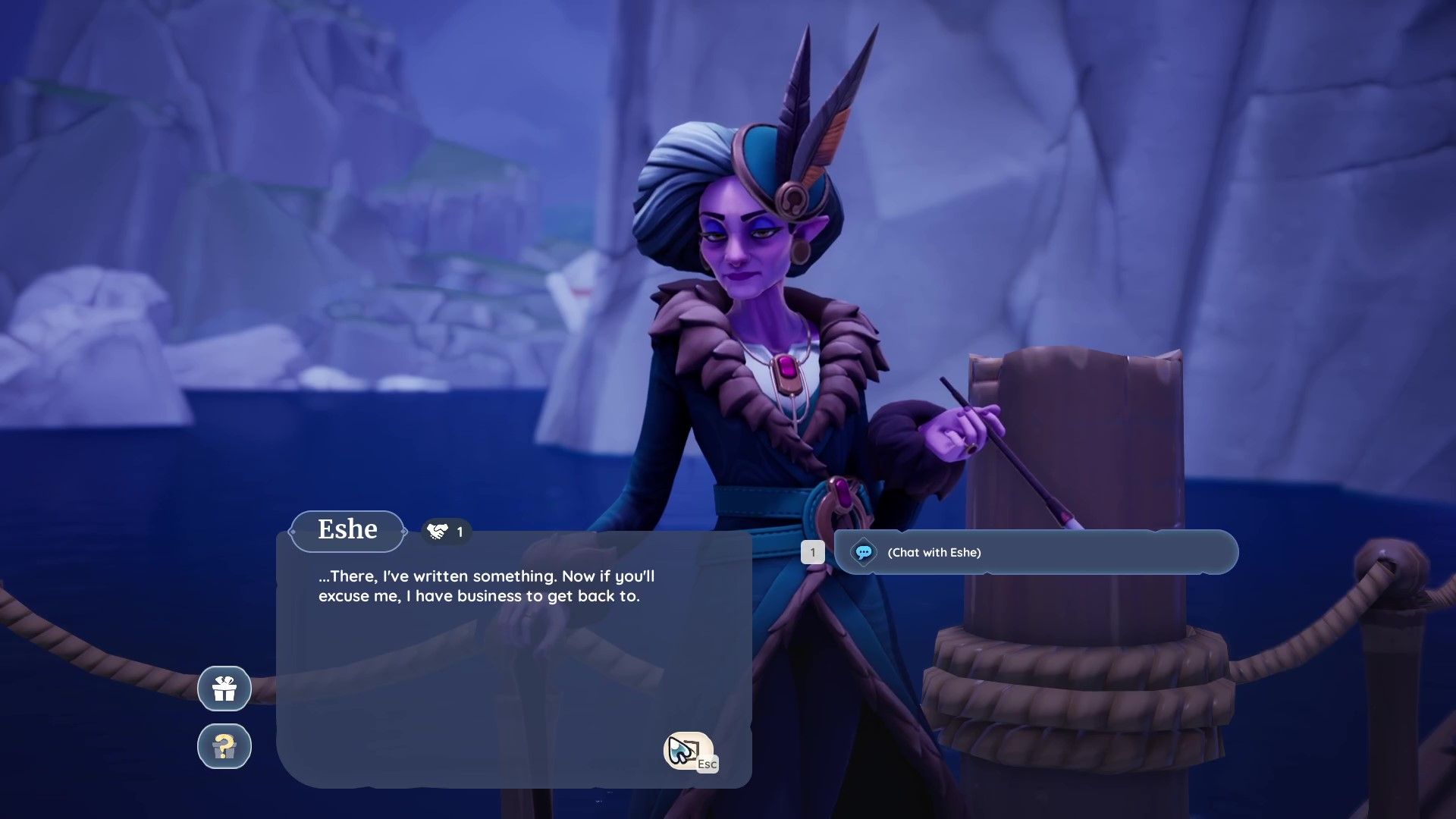 Eshe writes a message for Zeki in Chayne's journal.