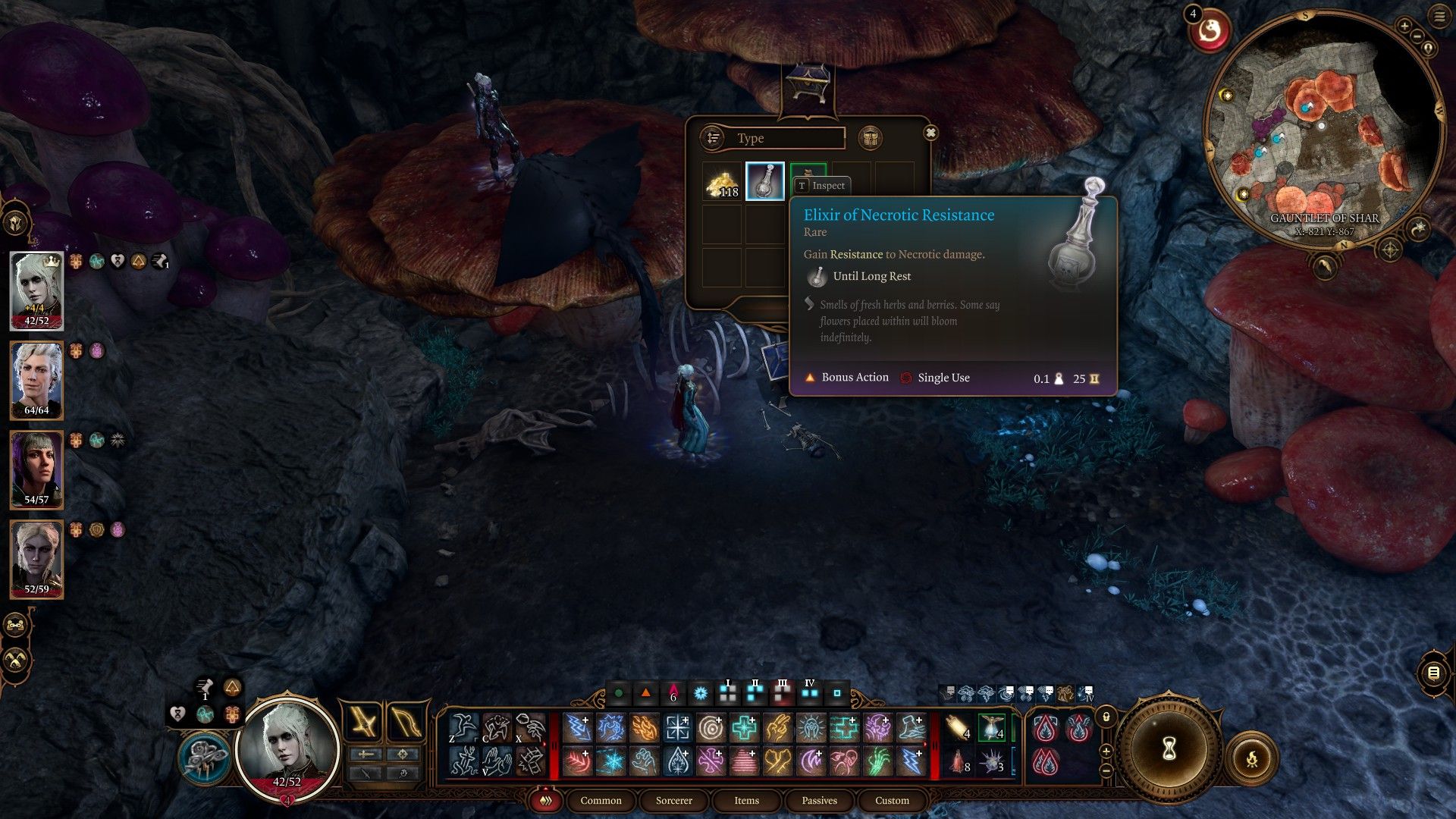Player finds Elixir of Necrotic Resistance in chest beneath Cloaker in Gauntet of Shar in Baldur's Gate 3