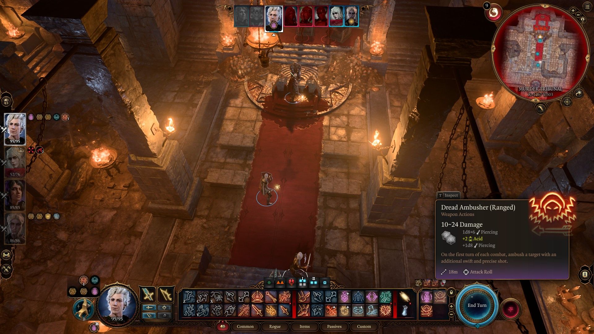 Astarion Gloomstalker Ranger Chooses Dread Ambusher Ranged Attack against Sarevok in Baldur's Gate 3