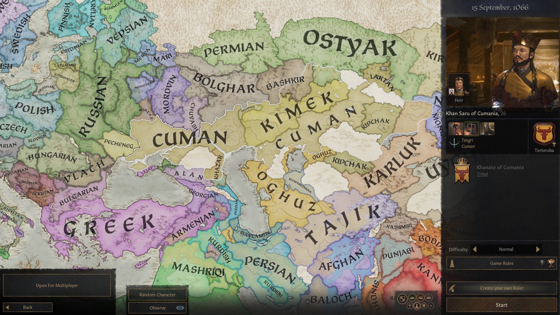 the 1066 culture map of the steppes in crusader kings 3
