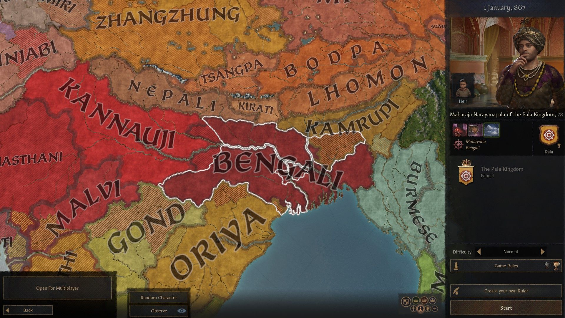 the culture map centered on bengal in crusader kings 3 867 start