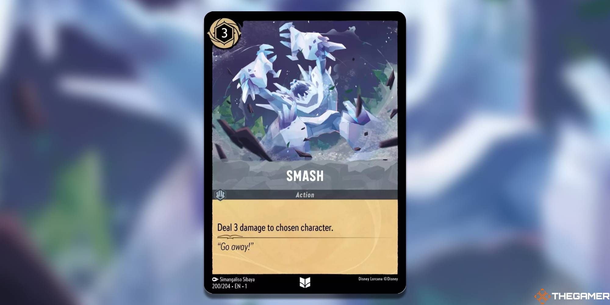 Smash card over a blurred background.