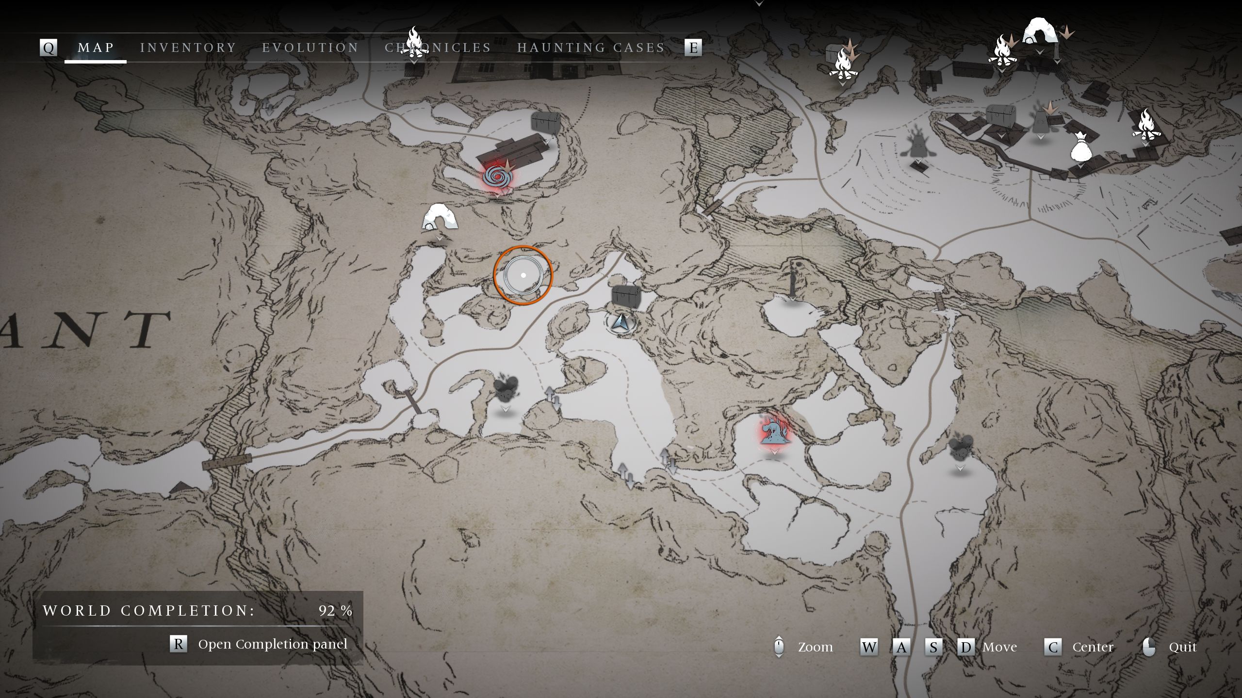 A circle on the map showing the location of The Bligh Manor Stolen Effects key - Banishers Ghosts of New Eden
