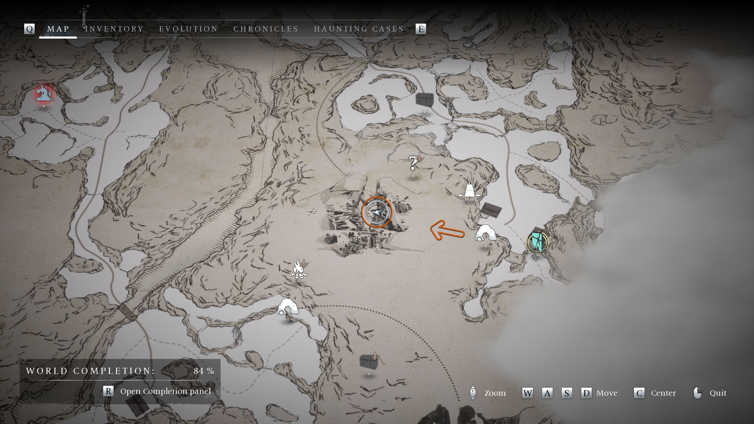 A circle on the map showing the location of the Climber 3 - Banishers Ghosts of New Eden