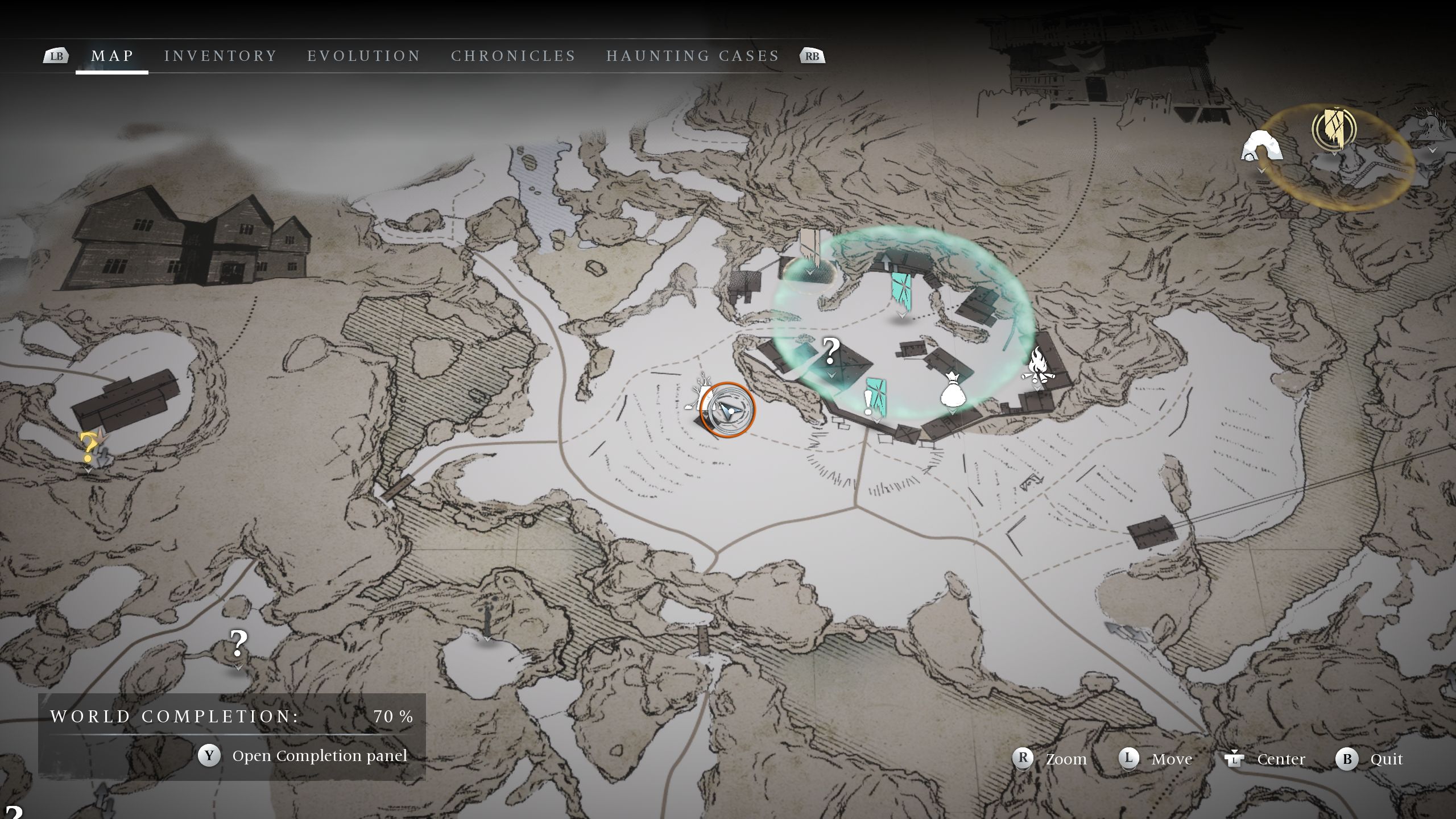 A circle on the map showing the location of the Navigator 1 - Banishers Ghosts of New Eden