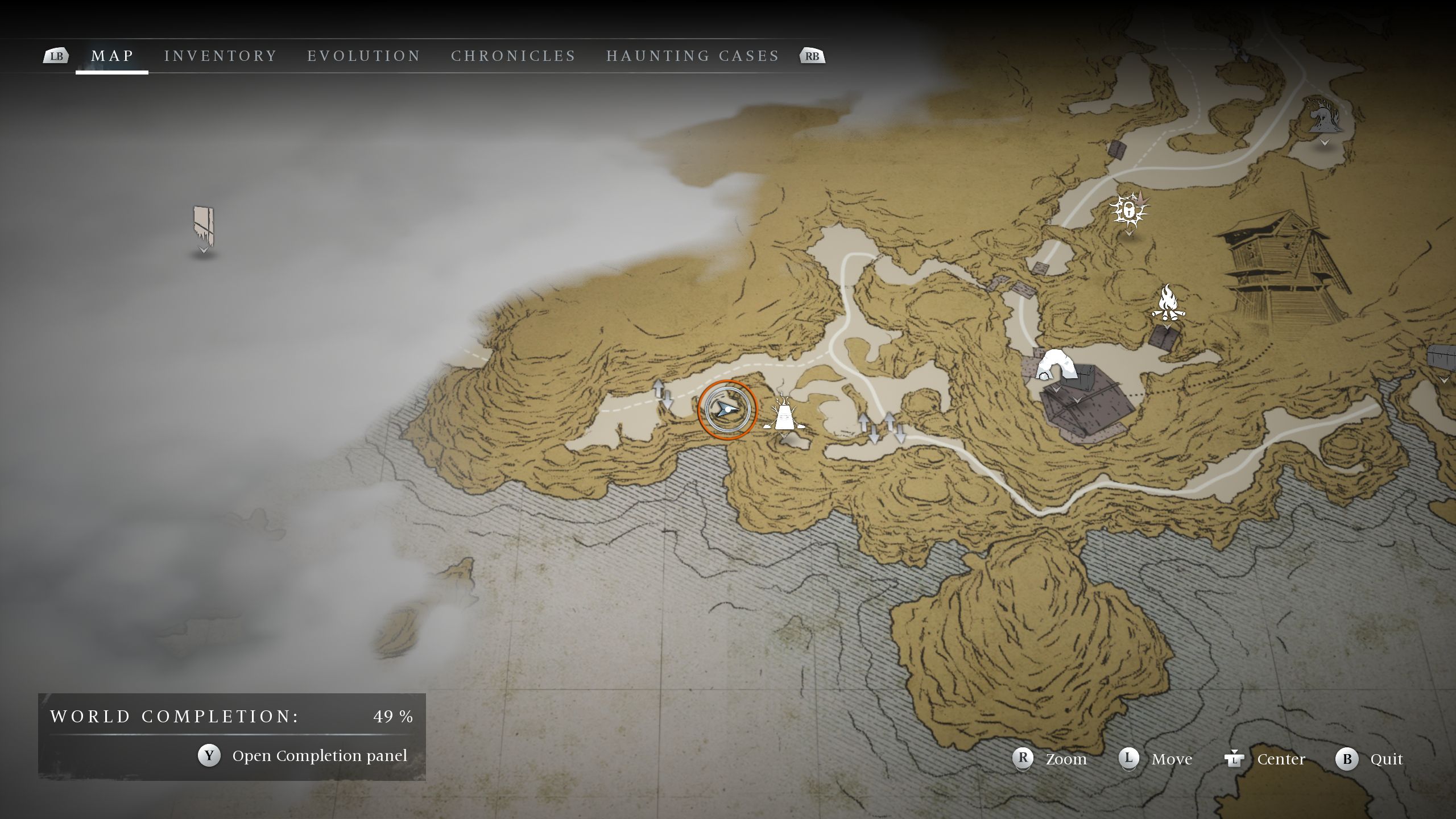 A circle on the map showing the location of the Miller 3 - Banishers Ghosts of New Eden