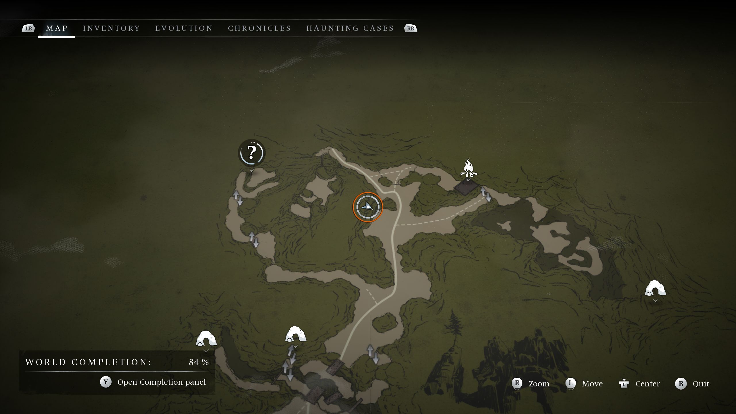A circle on the map showing the location of the Warden 3 - Banishers Ghosts of New Eden