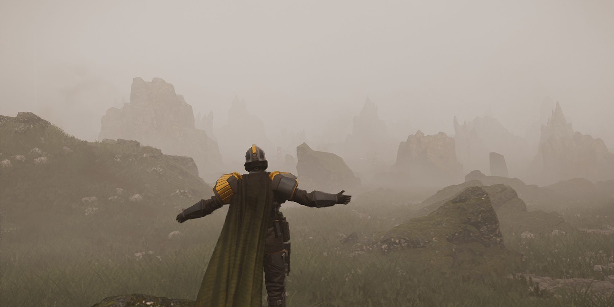 A diver doing arms emote and embracing others to join in Helldivers 2