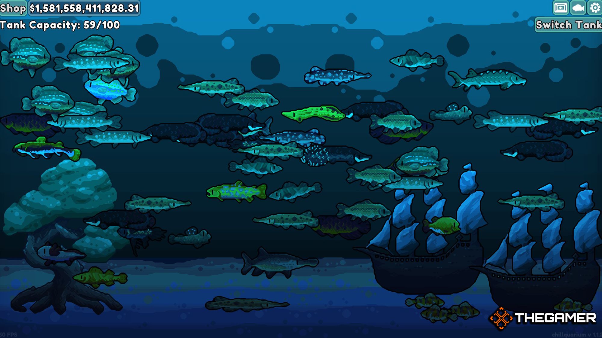 A Fishing Tank With Blue Colors Containing Adult Fishes On Chillquarium-1