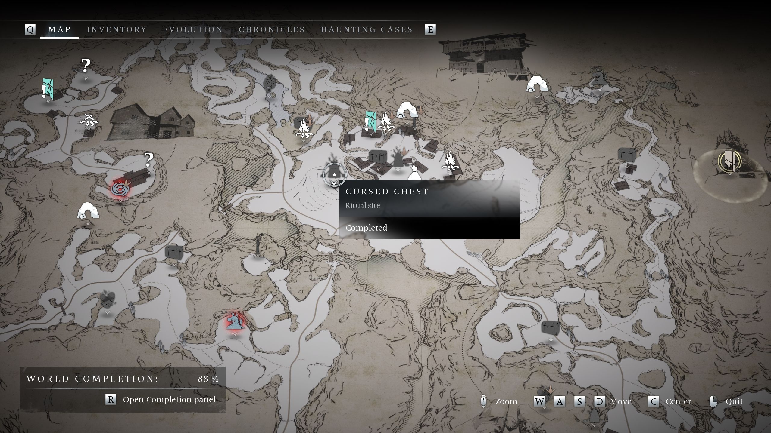 A map showing the location of the Navigator cursed chest - Banishers Ghosts of New Eden