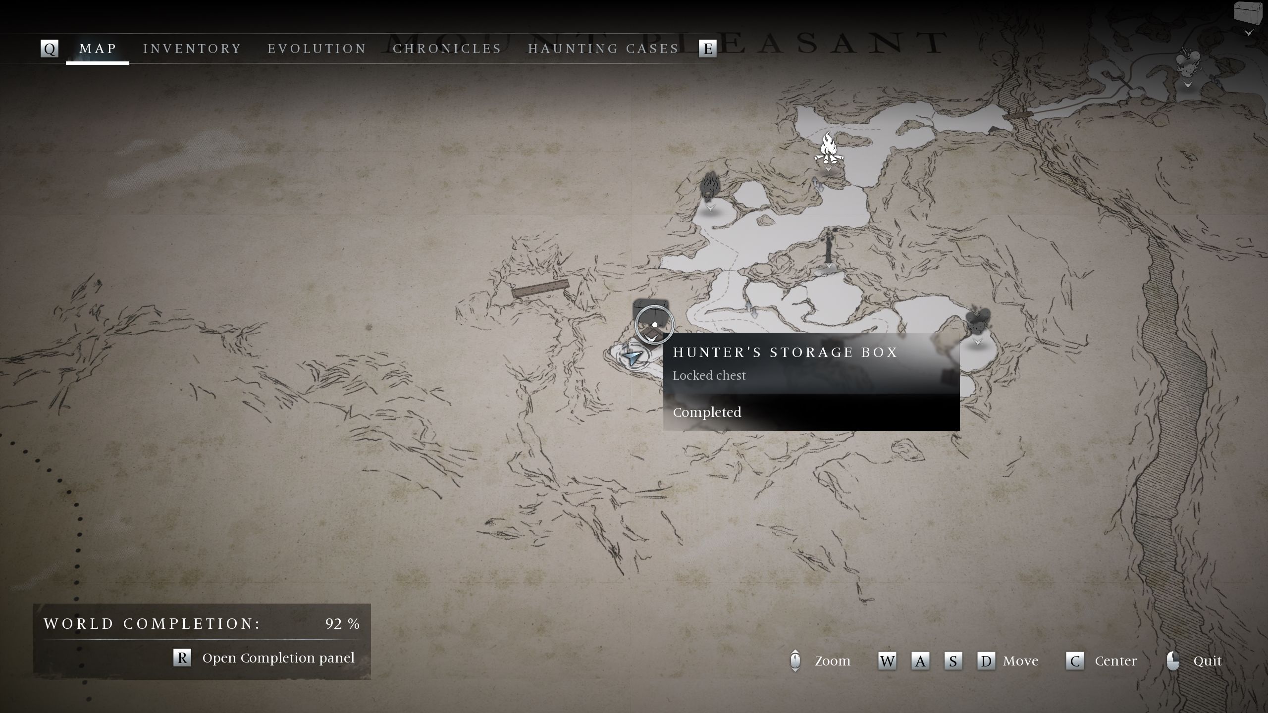 A map showing the location of The Hunter's Storage Box - Banishers Ghosts of New Eden