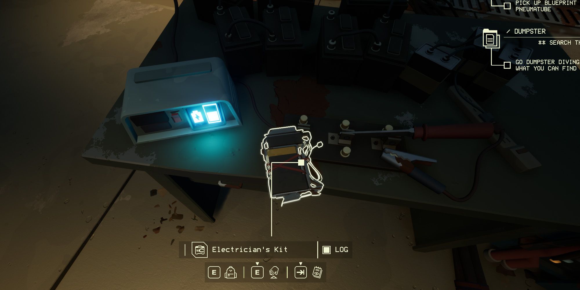 A picture of Pacific Drive showing the Electrician's Kit