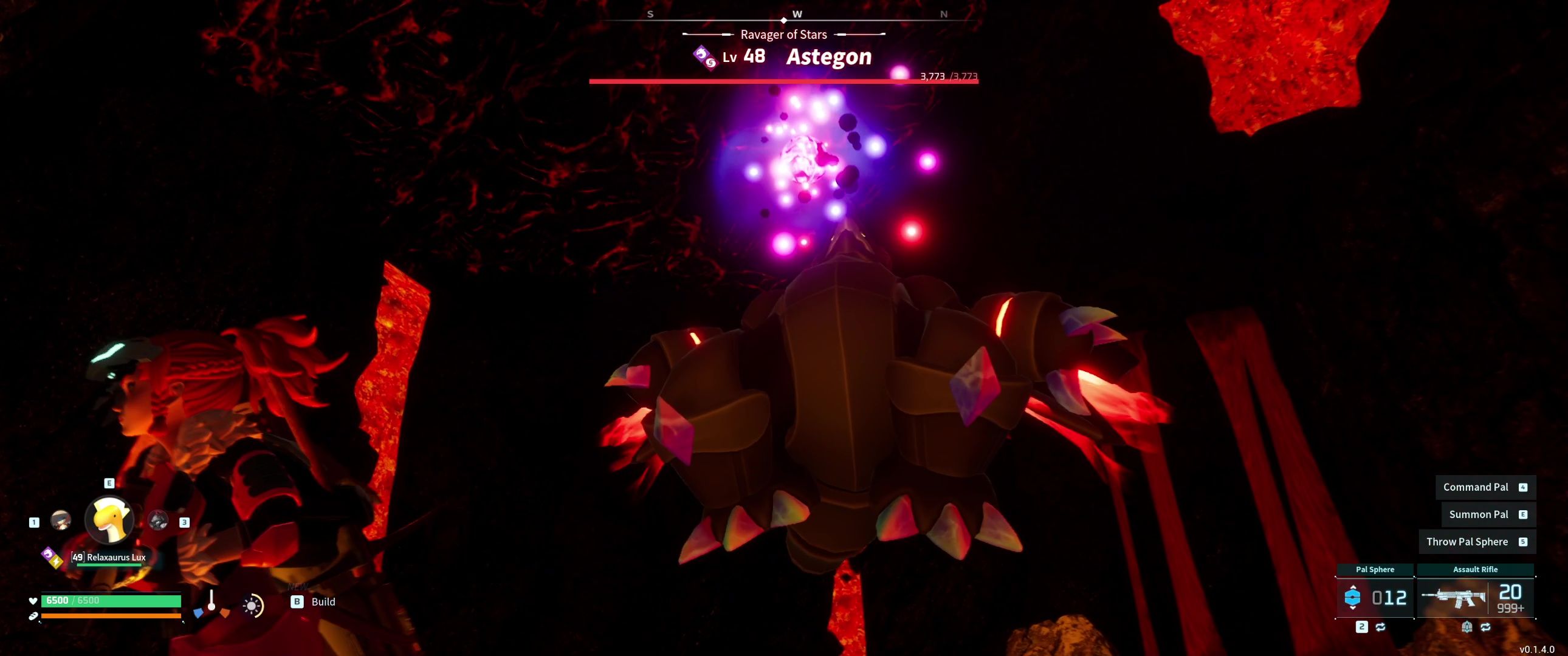 A picture of Palword showing Alpha Boss Astegon charging up Dark Laser.