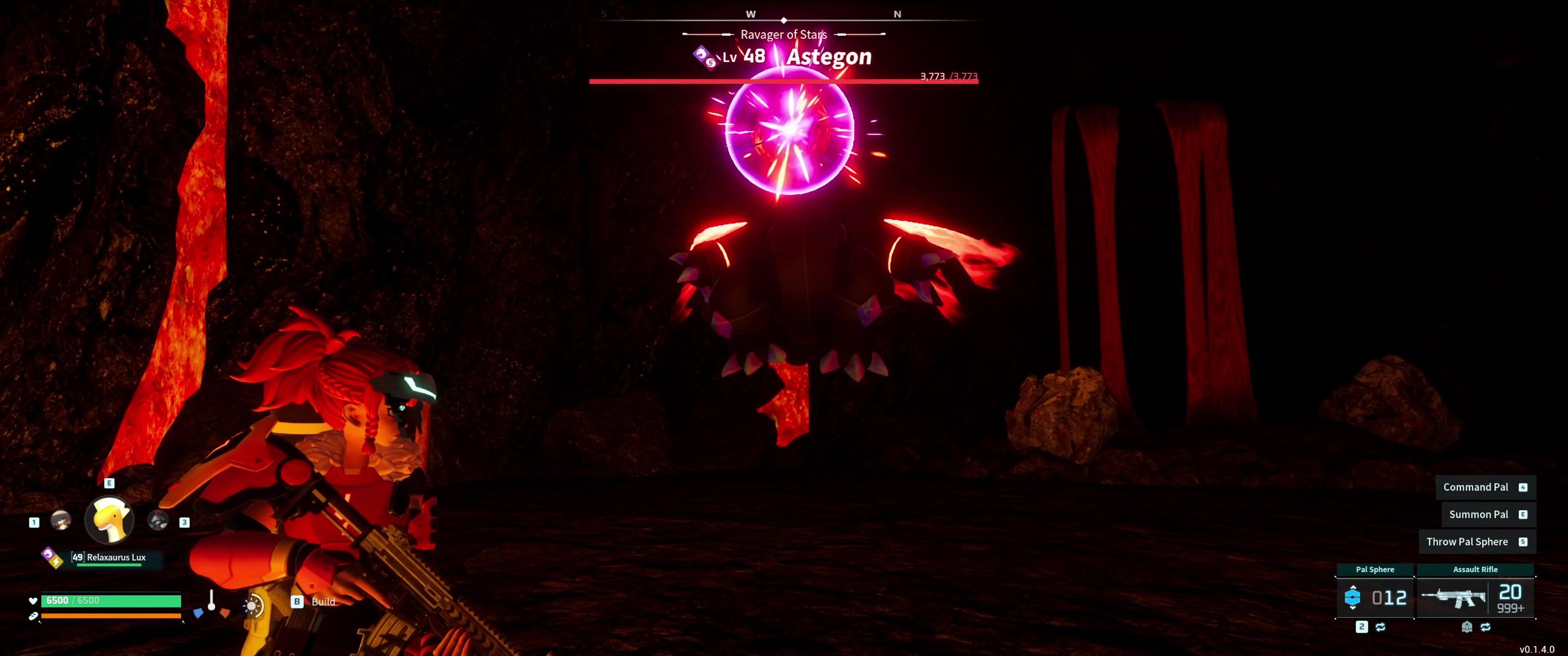 A picture of Palword showing Alpha Boss Astegon charging up Nightmare Ball.