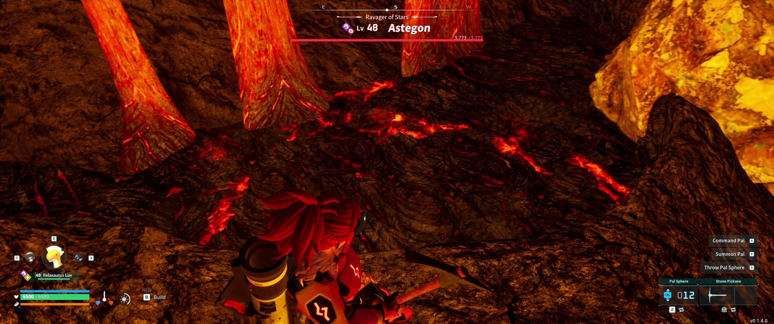 A picture of Palword showing Alpha Boss Astegon's lair having lava pits.