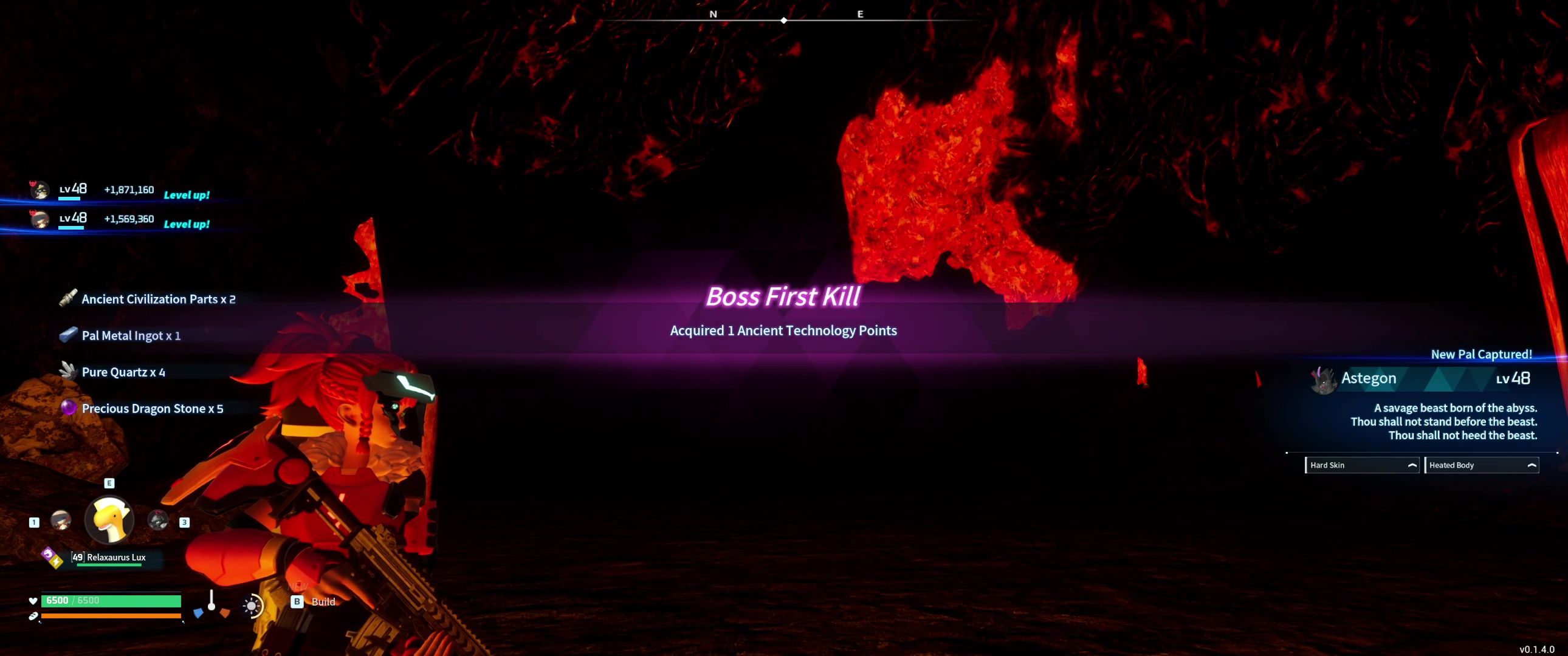 A picture of Palword showing Alpha Boss Astegon's rewards.