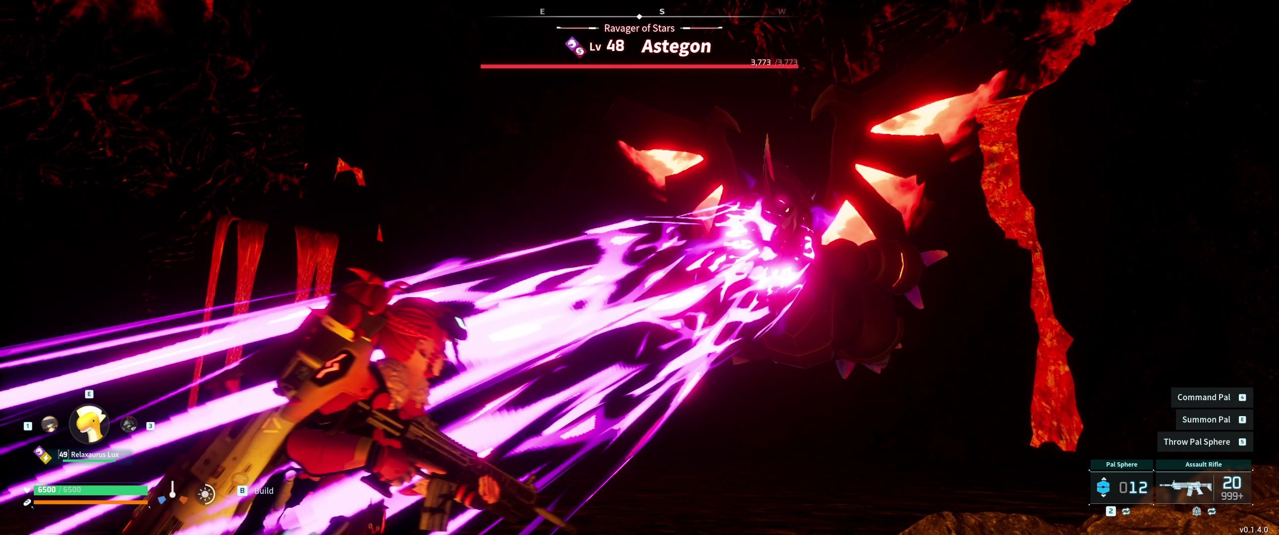 A picture of Palword showing Alpha Boss Astegon using Dark Laser.