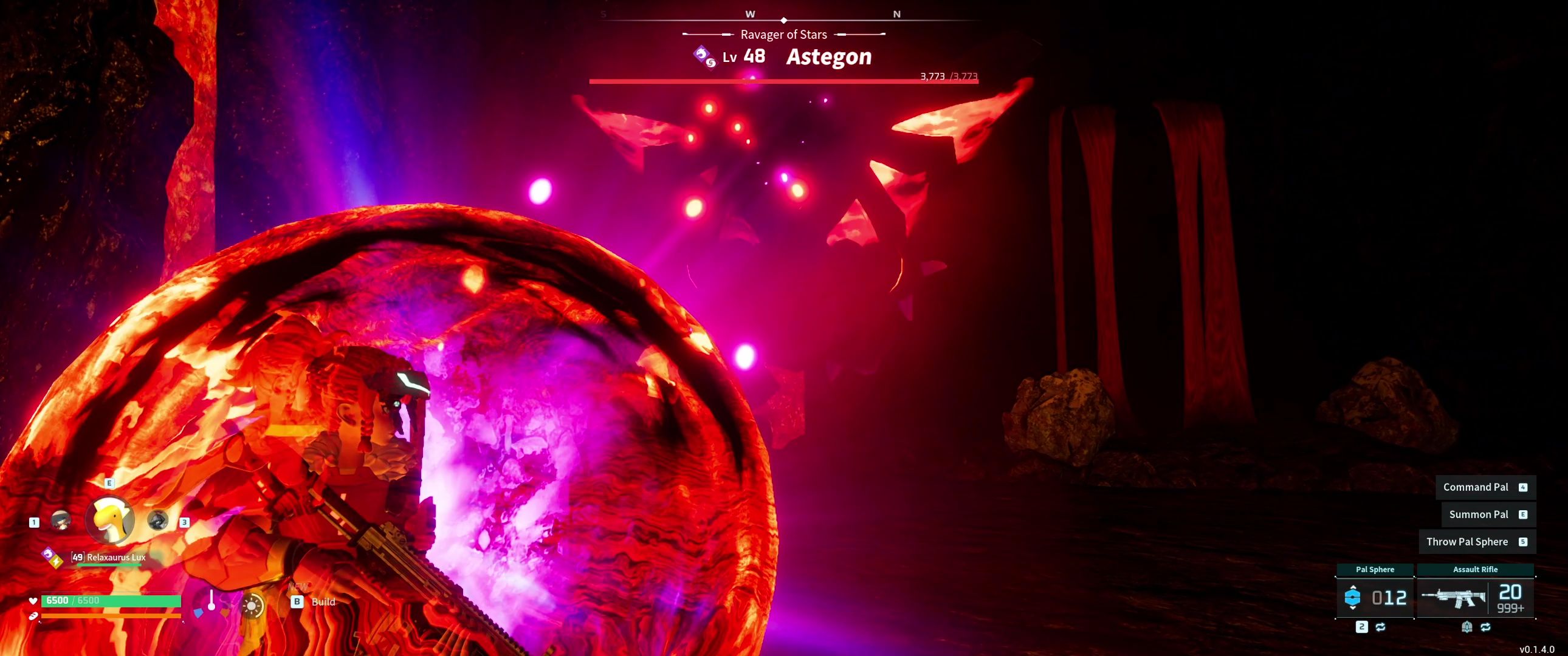 A picture of Palword showing Alpha Boss Astegon using Nightmare Ball.