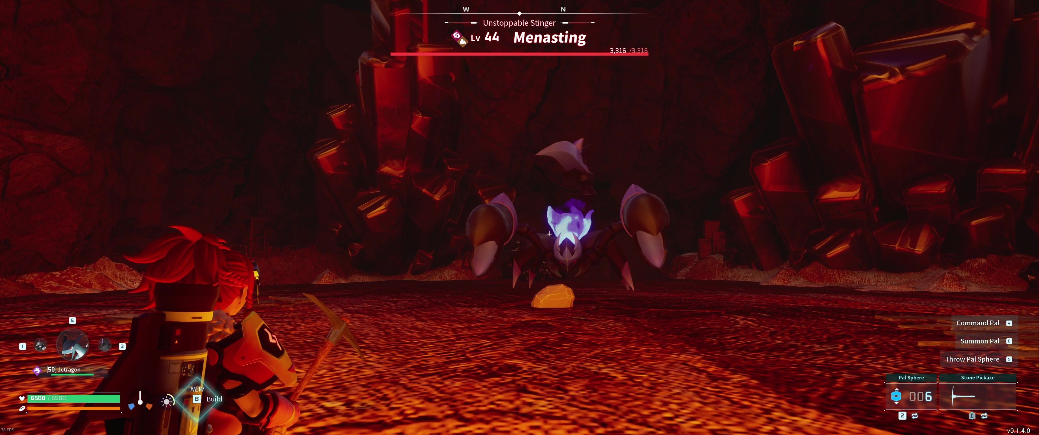 A picture of Palword showing Alpha Boss Menasting preparing to launch Stone Cannon.-1