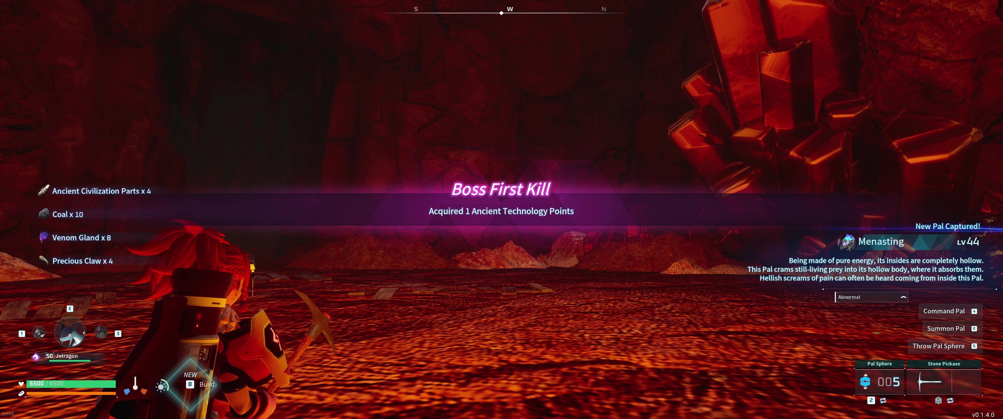 A picture of Palword showing Alpha Boss Menasting's rewards.-1