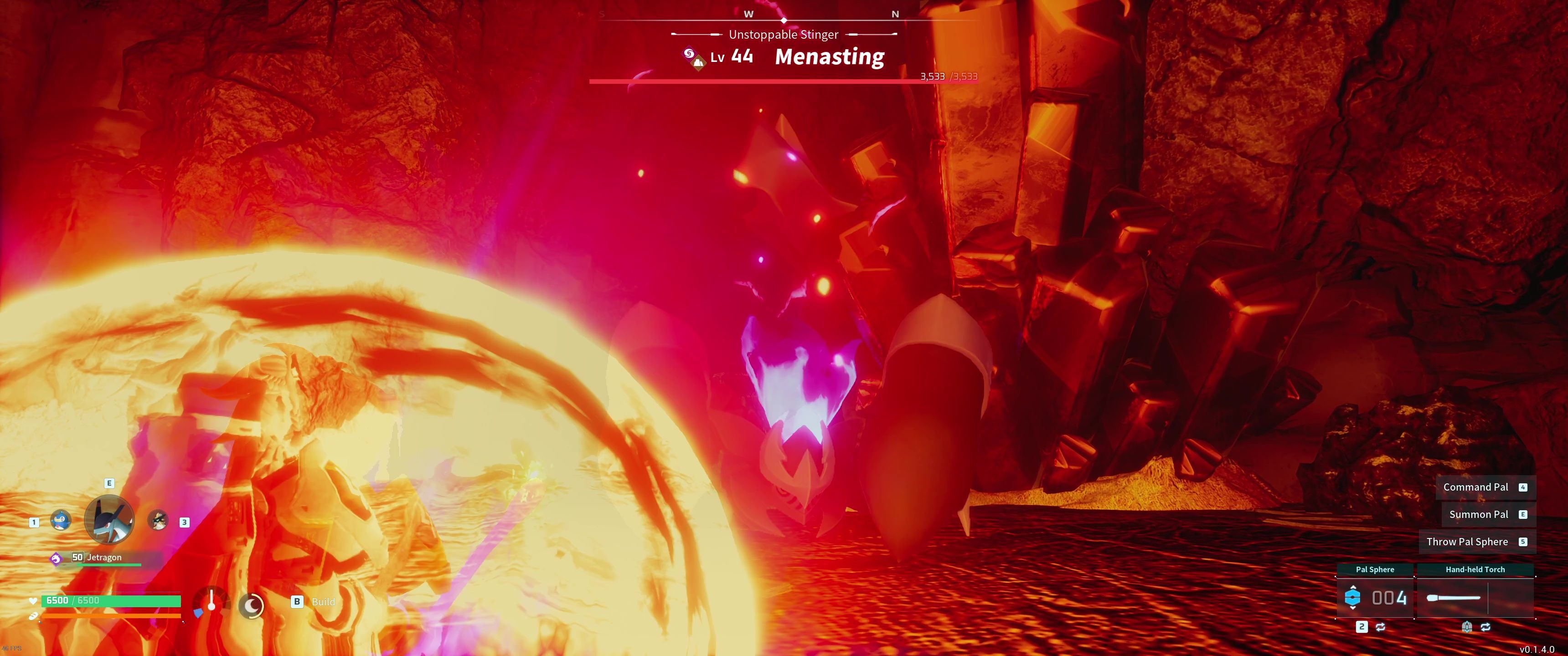 A picture of Palword showing Alpha Boss Menasting using Nightmare Ball.-1