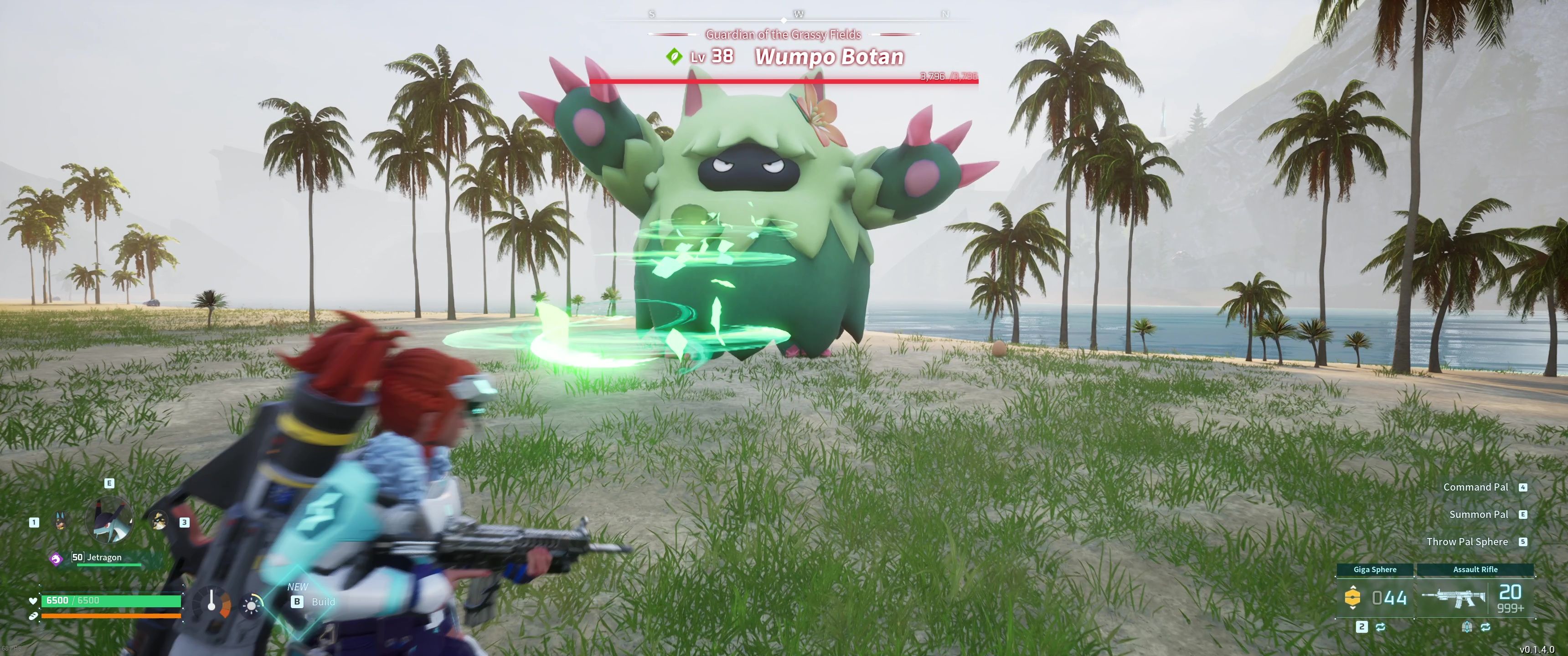 A picture of Palword showing Alpha Boss Wumpo Botan using Wind Cutter.